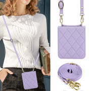 For Motorola Razr 40 Rhombic Texture Phone Case with Long & Short Lanyard(Light Purple)