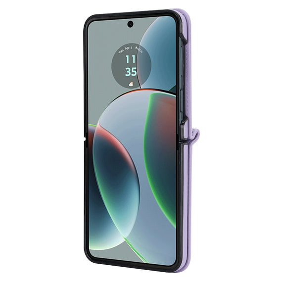 For Motorola Razr 40 Rhombic Texture Phone Case with Long & Short Lanyard(Light Purple)