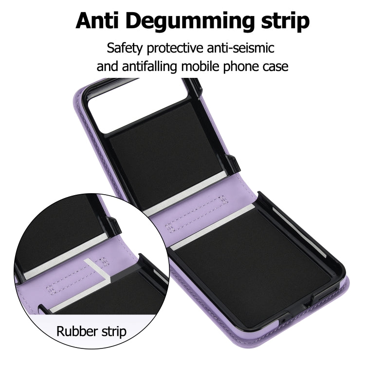 For Motorola Razr 40 Rhombic Texture Phone Case with Long & Short Lanyard(Light Purple)