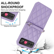For Motorola Razr 40 Rhombic Texture Phone Case with Long & Short Lanyard(Light Purple)