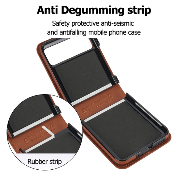 For Motorola Razr 40 Rhombic Texture Phone Case with Long & Short Lanyard(Brown)