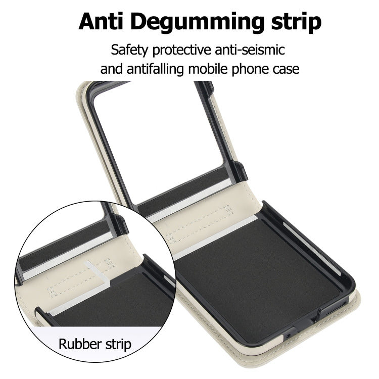 For Motorola Razr 40 Ultra Rhombic Texture Phone Case with Long & Short Lanyard(White)