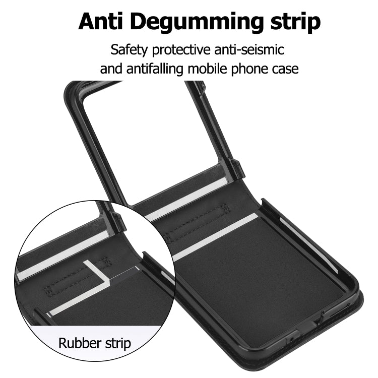 For Motorola Razr 40 Ultra Rhombic Texture Phone Case with Long & Short Lanyard(Black)