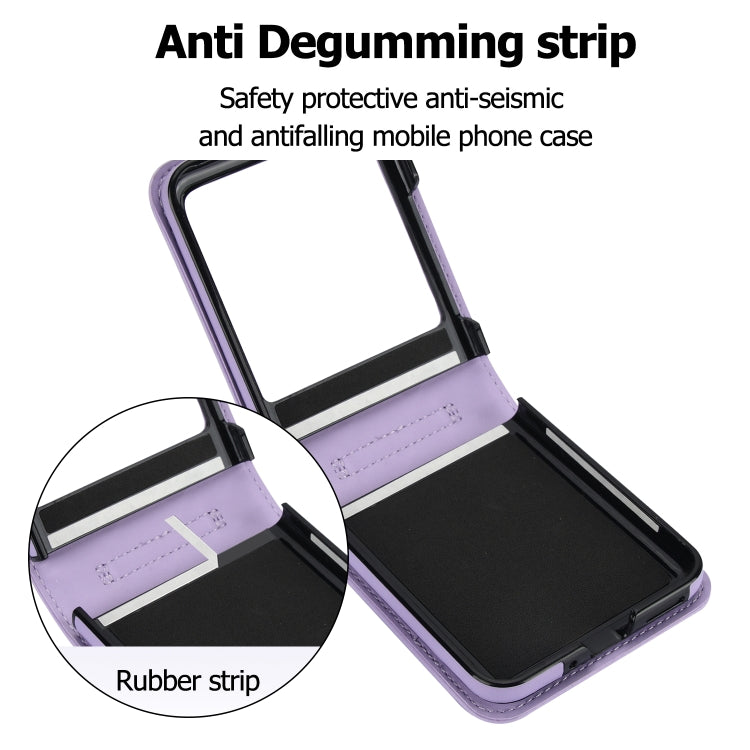 For Motorola Razr 40 Ultra Rhombic Texture Phone Case with Long & Short Lanyard(Light Purple)