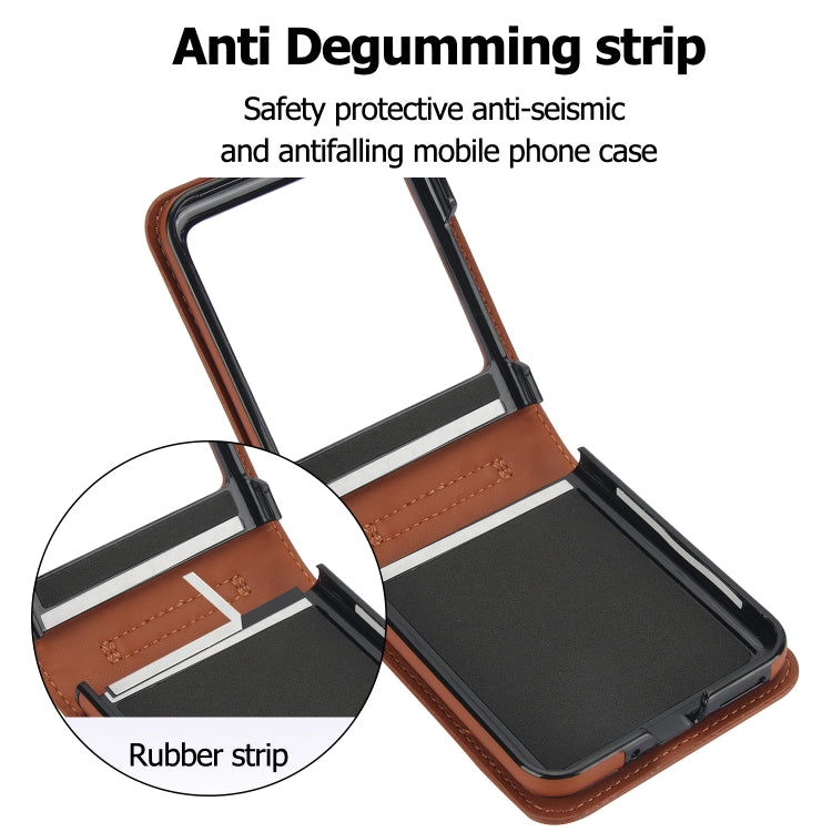 For Motorola Razr 40 Ultra Rhombic Texture Phone Case with Long & Short Lanyard(Brown)