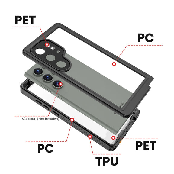 For Samsung Galaxy S24 Ultra 5G RedPepper IP68 Water-resistant Phone Case(Black)