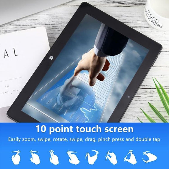 HONGSAMDE 10.1 inch 2 in 1 Tablet PC, 6GB+64GB, Windows 11, Intel Celeron J4105 Quad Core with Keyboard(Black)