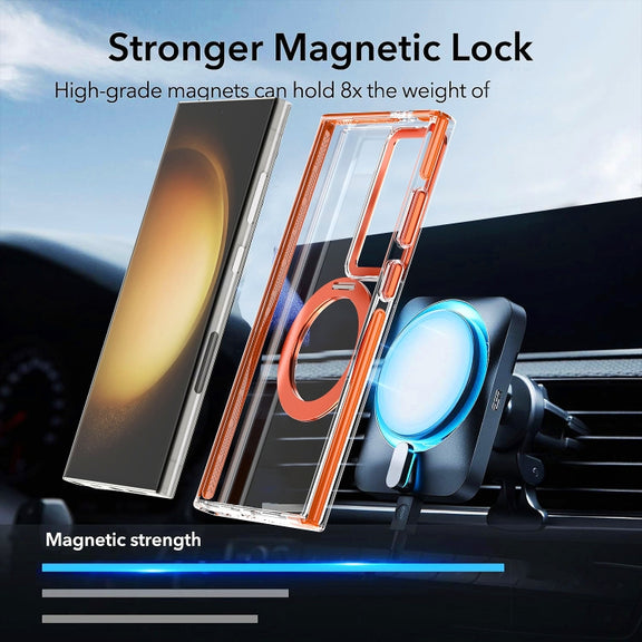 For Samsung Galaxy S24 5G Magnetic 360 Degree Rotating Holder Phone Case(Orange)
