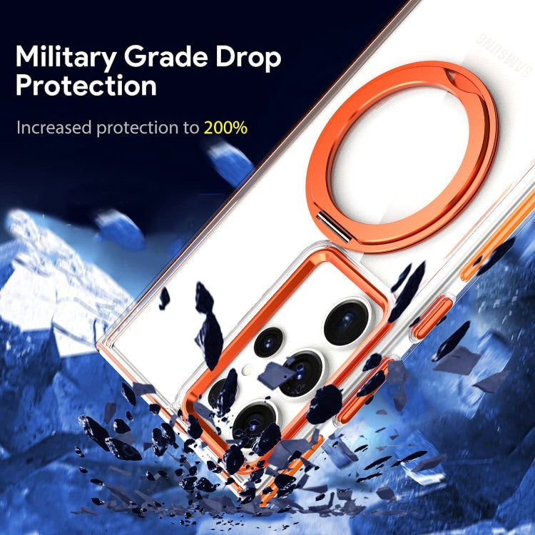 For Samsung Galaxy S24 5G Magnetic 360 Degree Rotating Holder Phone Case(Orange)