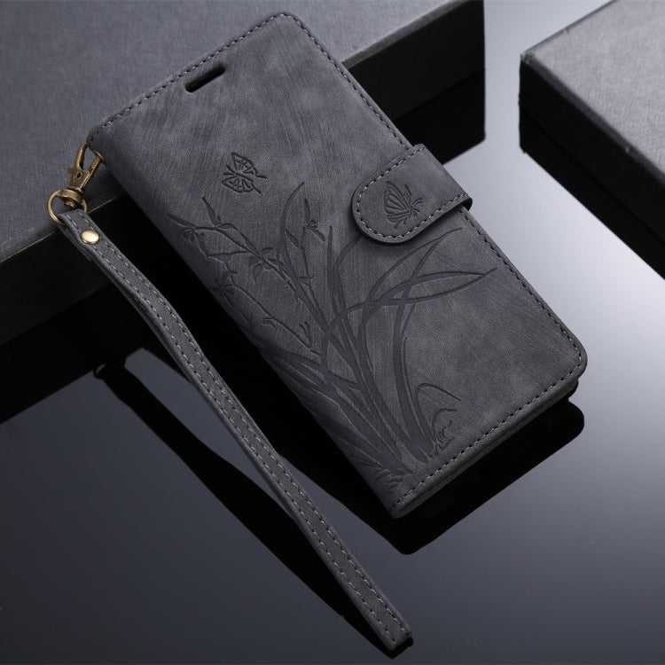 For OPPO A18 / A38 Orchid Butterfly Embossed Leather Phone Case(Black)