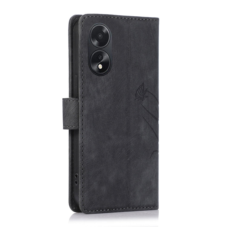 For OPPO A18 / A38 Orchid Butterfly Embossed Leather Phone Case(Black)