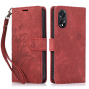 For OPPO A98 5G Orchid Butterfly Embossed Leather Phone Case(Red)