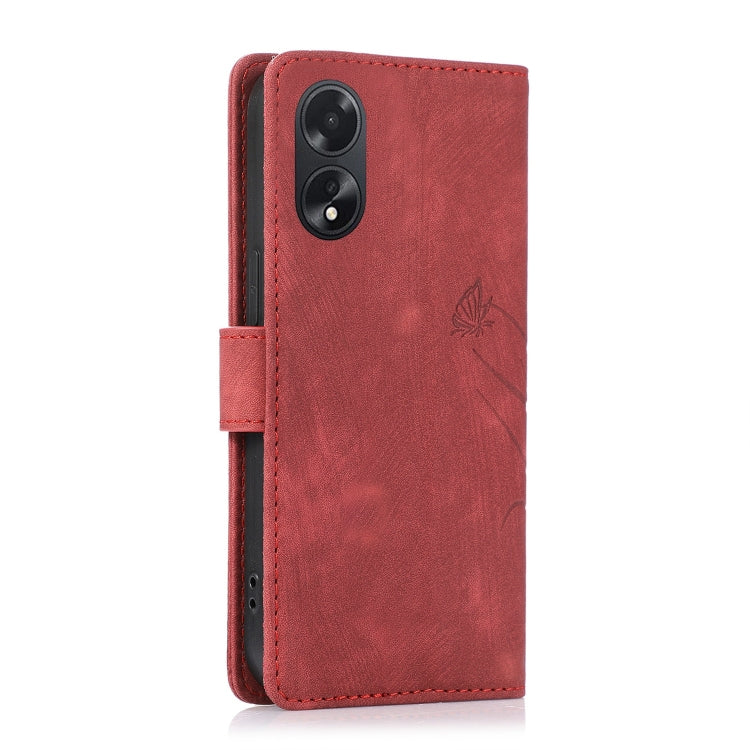 For OPPO A98 5G Orchid Butterfly Embossed Leather Phone Case(Red)