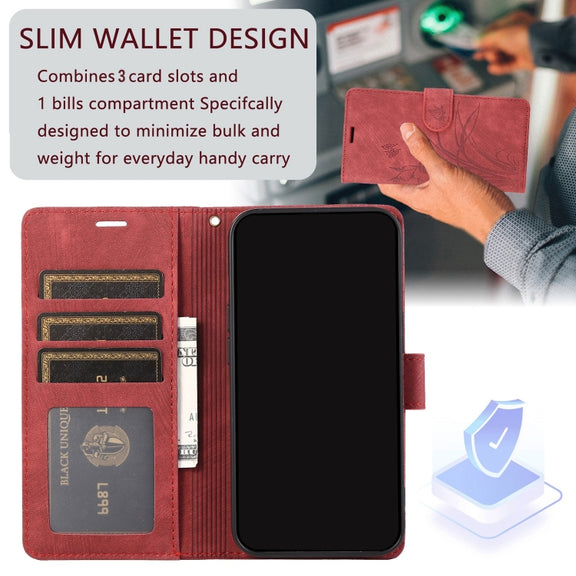 For OPPO A98 5G Orchid Butterfly Embossed Leather Phone Case(Red)
