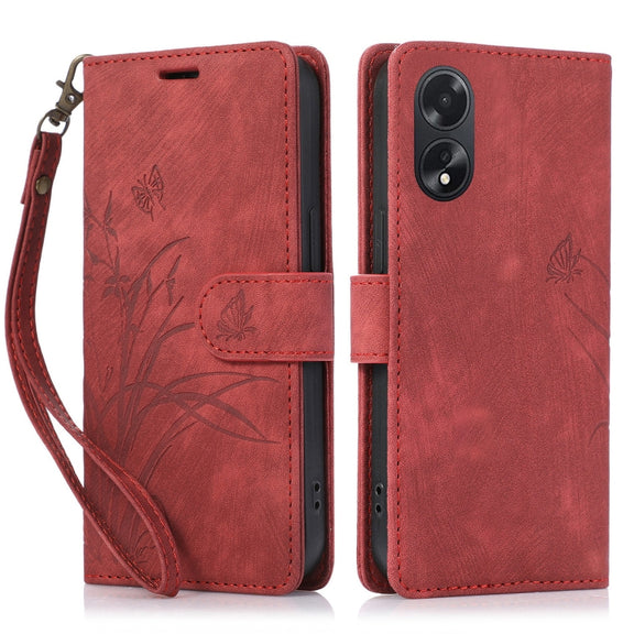 For OPPO A98 5G Orchid Butterfly Embossed Leather Phone Case(Red)