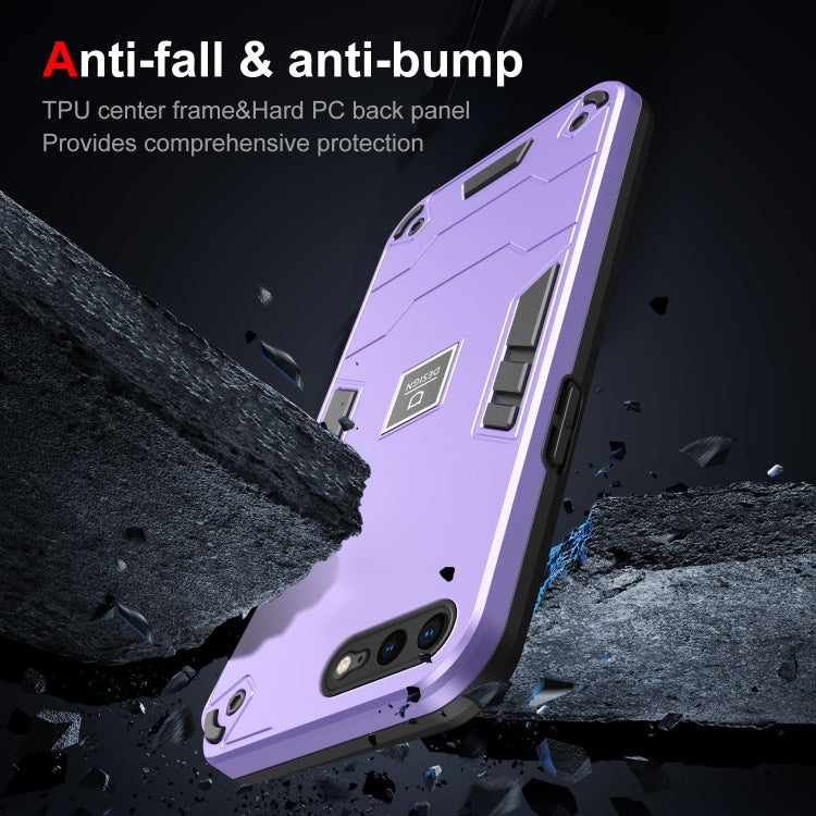 For iPhone 8 Plus / 7 Plus 2 in 1 Shockproof Phone Case(Purple)
