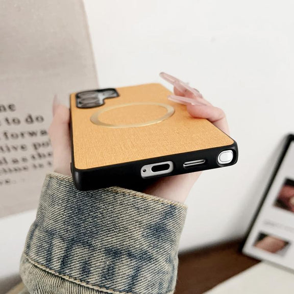 For Samsung Galaxy S25 Ultra 5G Magsafe Magnetic Ring Cloth Texture Phone Case(Grey)