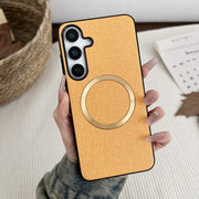 For Samsung Galaxy S25+ 5G Magsafe Magnetic Ring Cloth Texture Phone Case(Orange)