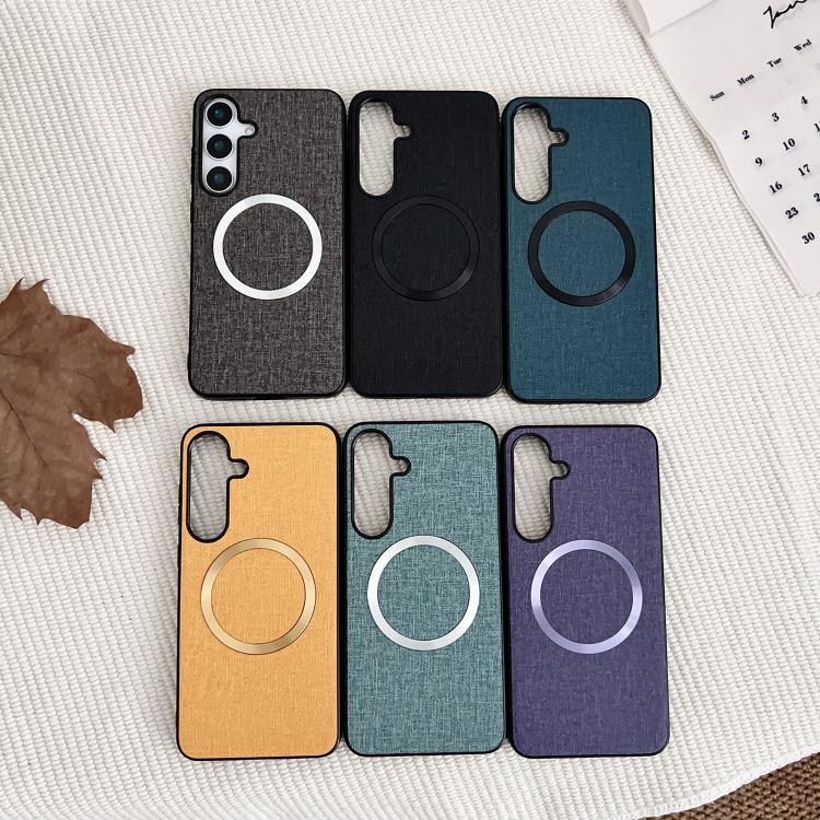 For Samsung Galaxy S25+ 5G Magsafe Magnetic Ring Cloth Texture Phone Case(Grey)