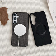 For Samsung Galaxy S25+ 5G Magsafe Magnetic Ring Cloth Texture Phone Case(Grey)