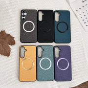 For Samsung Galaxy S25+ 5G Magsafe Magnetic Ring Cloth Texture Phone Case(Blue)