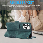 For iPhone 16 Pro Orchid Butterfly Embossed Leather Phone Case(Green)