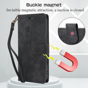 For iPhone 16 Orchid Butterfly Embossed Leather Phone Case(Black)