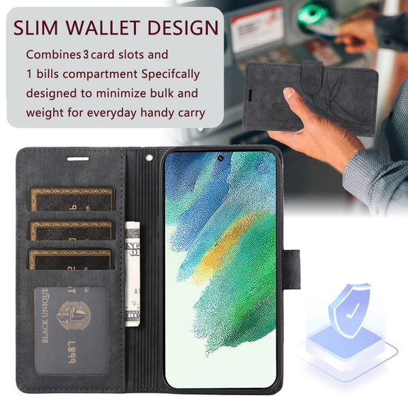 For Samsung Galaxy S24+ / S25+ 5G Orchid Butterfly Embossed Leather Phone Case(Black)