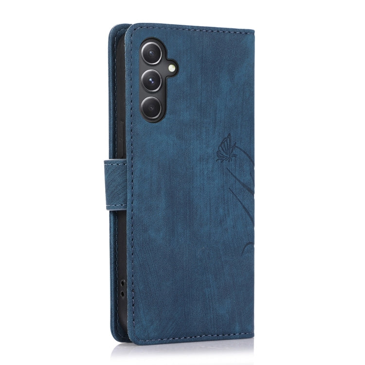 For Samsung Galaxy S24+ / S25+ 5G Orchid Butterfly Embossed Leather Phone Case(Blue)