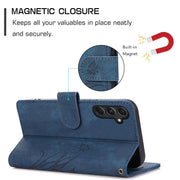 For Samsung Galaxy S24+ / S25+ 5G Orchid Butterfly Embossed Leather Phone Case(Blue)