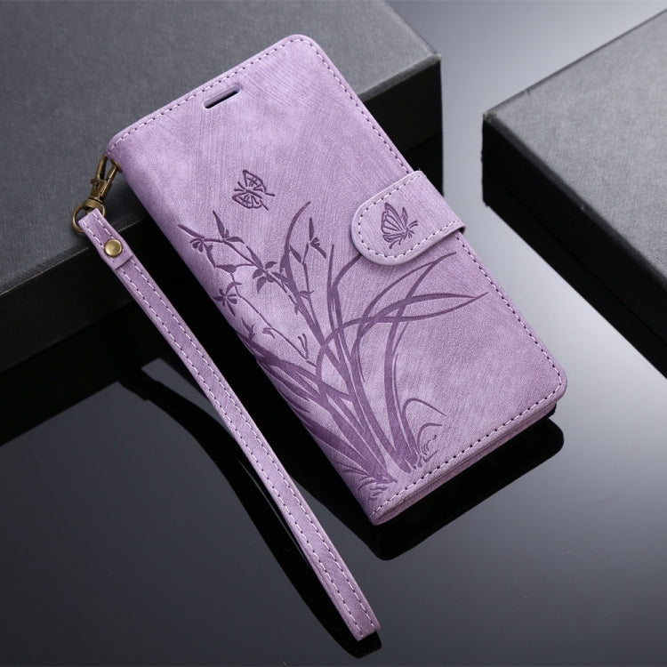 For Samsung Galaxy S24+ / S25+ 5G Orchid Butterfly Embossed Leather Phone Case(Purple)
