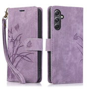 For Samsung Galaxy S24+ / S25+ 5G Orchid Butterfly Embossed Leather Phone Case(Purple)