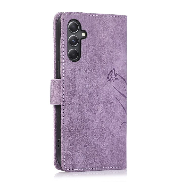 For Samsung Galaxy S24+ / S25+ 5G Orchid Butterfly Embossed Leather Phone Case(Purple)