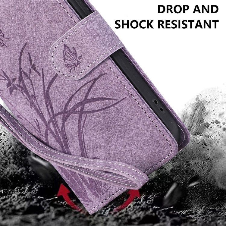 For Samsung Galaxy S24+ / S25+ 5G Orchid Butterfly Embossed Leather Phone Case(Purple)