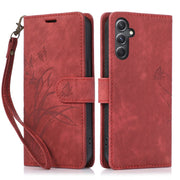For Samsung Galaxy S24+ / S25+ 5G Orchid Butterfly Embossed Leather Phone Case(Red)