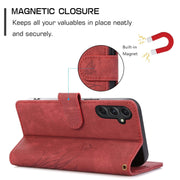 For Samsung Galaxy S24+ / S25+ 5G Orchid Butterfly Embossed Leather Phone Case(Red)