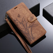 For Samsung Galaxy S24+ / S25+ 5G Orchid Butterfly Embossed Leather Phone Case(Brown)