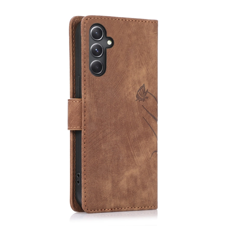 For Samsung Galaxy S24+ / S25+ 5G Orchid Butterfly Embossed Leather Phone Case(Brown)