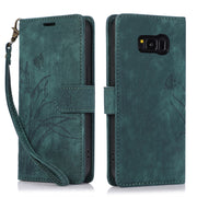 For Samsung Galaxy S8 Orchid Butterfly Embossed Leather Phone Case(Green)