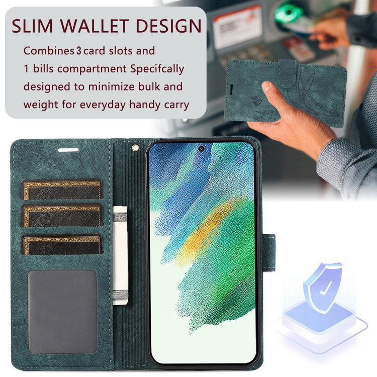For Samsung Galaxy S8 Orchid Butterfly Embossed Leather Phone Case(Green)