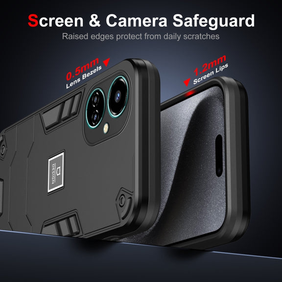 For Tecno Camon 19 2 in 1 Shockproof Phone Case(Black)