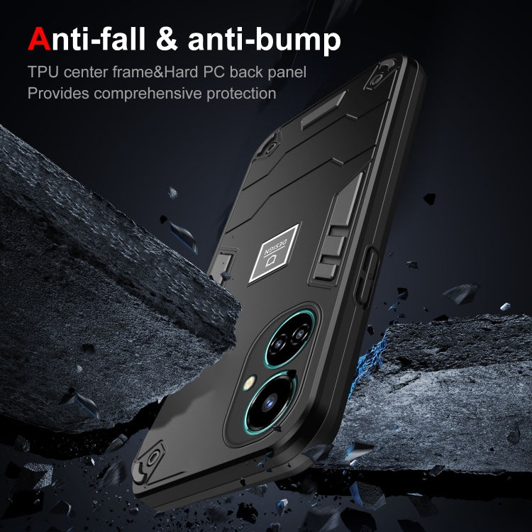 For Tecno Camon 19 2 in 1 Shockproof Phone Case(Black)