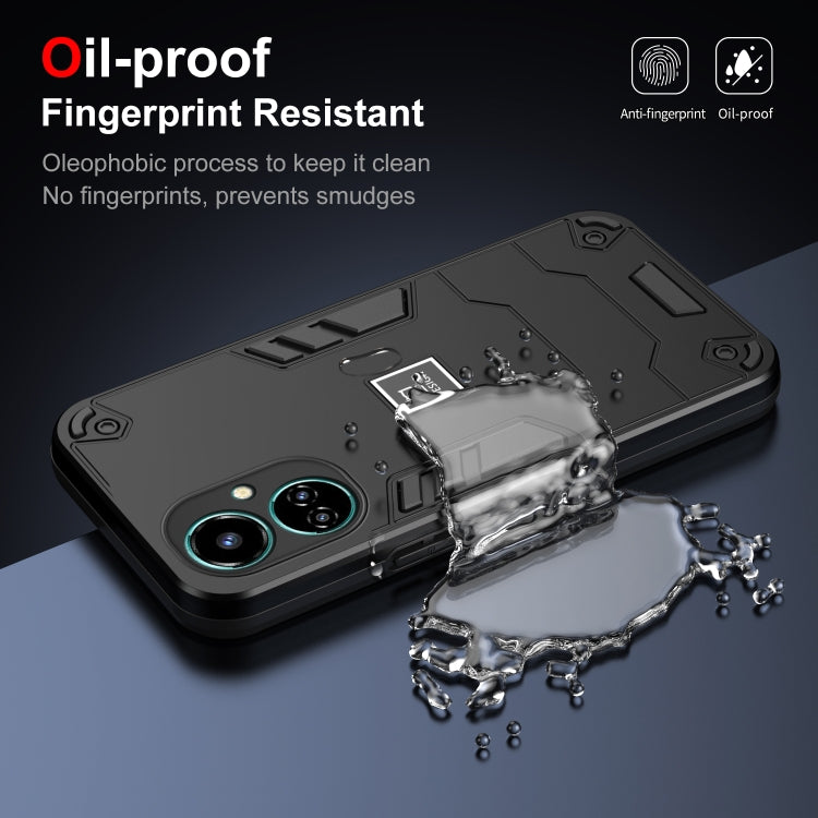 For Tecno Camon 19 2 in 1 Shockproof Phone Case(Black)
