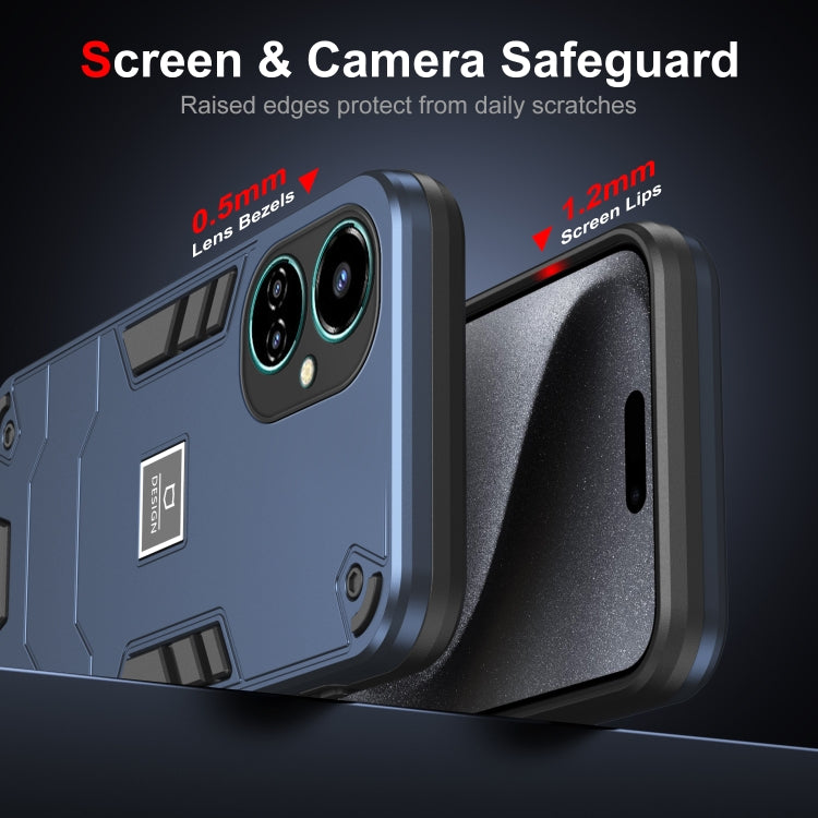 For Tecno Camon 19 2 in 1 Shockproof Phone Case(Blue)
