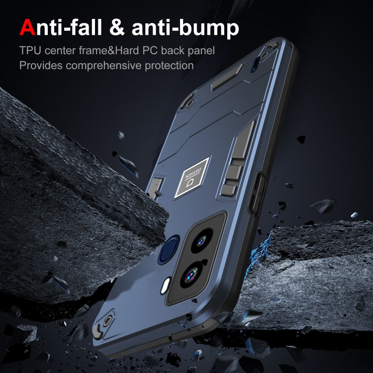 For Tecno Pop 6 2 in 1 Shockproof Phone Case(Blue)