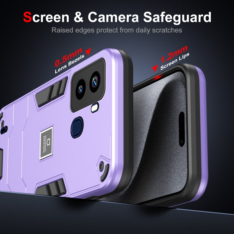 For Tecno Pop 6 2 in 1 Shockproof Phone Case(Purple)