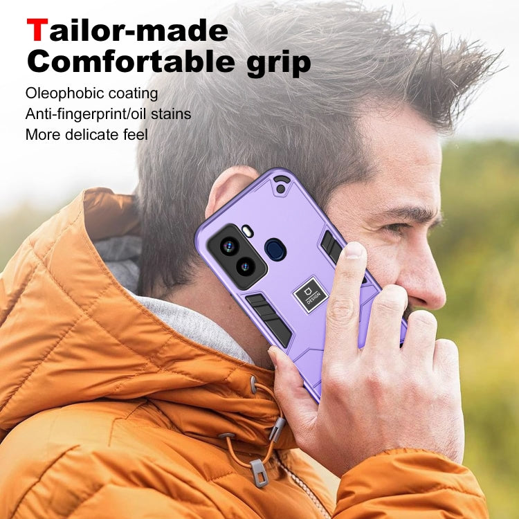 For Tecno Pop 6 2 in 1 Shockproof Phone Case(Purple)