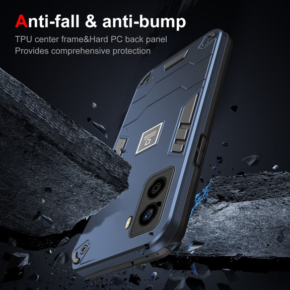 For Tecno Pop 6 No Fingerprints 2 in 1 Shockproof Phone Case(Blue)