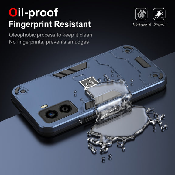 For Tecno Pop 6 No Fingerprints 2 in 1 Shockproof Phone Case(Blue)