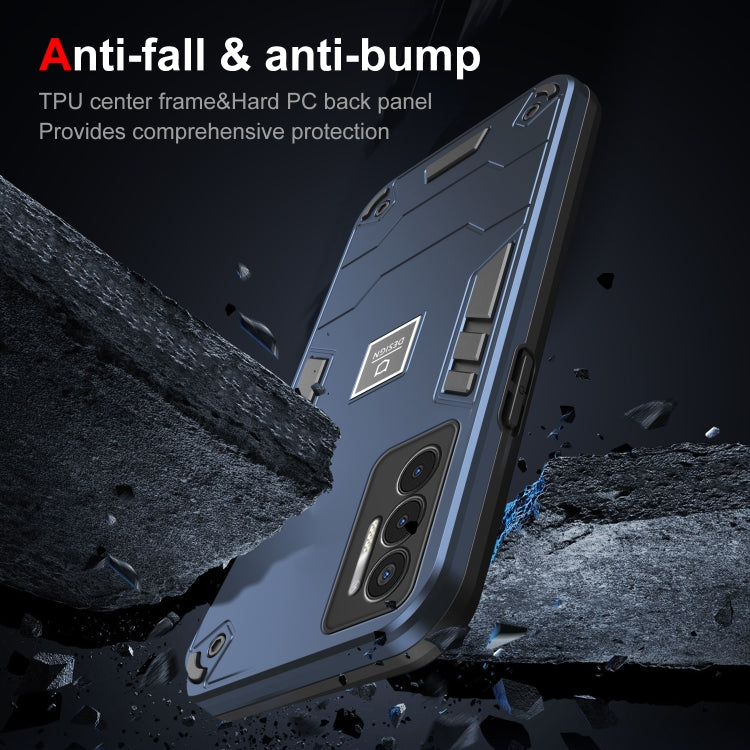 For Tecno Pova 3 2 in 1 Shockproof Phone Case(Blue)
